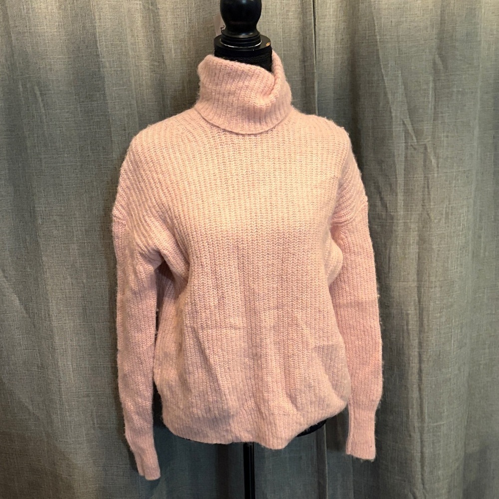 J. Crew Light Pink Turtleneck Ribbed Sweater - Picture 1 of 4